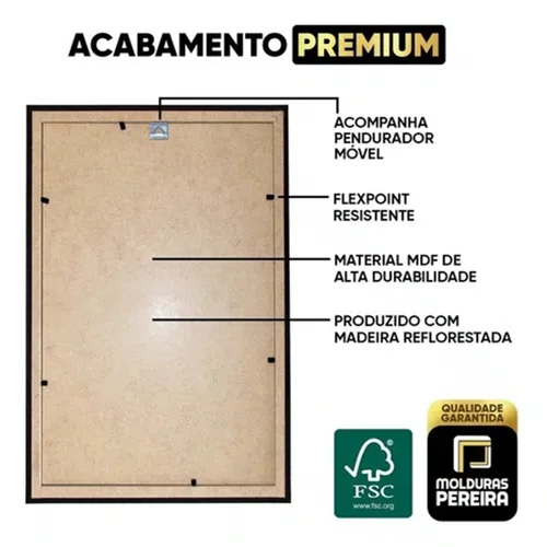 Quadro Decorativo 30x30 cm com Vidro – Moldura Lisa Acabamento Profissional