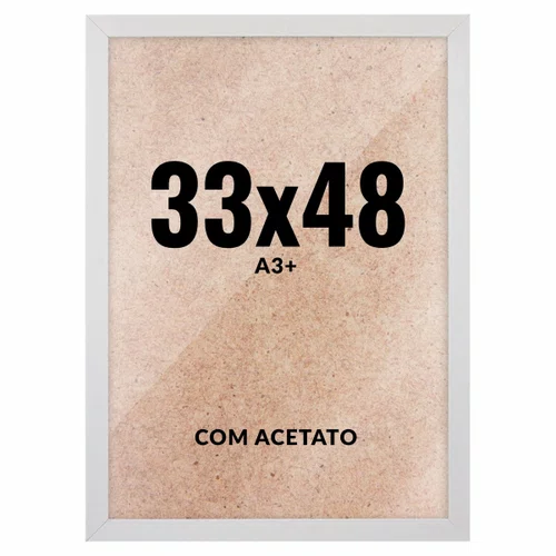 Quadro Decorativo 33x48 cm A3+ com Acetato – Moldura Lisa Acabamento Profissional