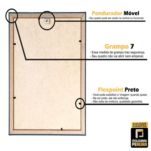 Quadro Decorativo 33x48 cm A3+ com MDF – Moldura Lisa Acabamento Profissional
