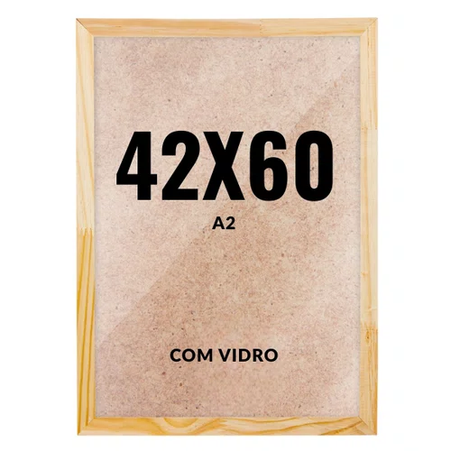 Quadro Decorativo 42x60 cm A2 com Vidro – Moldura Lisa Acabamento Profissional