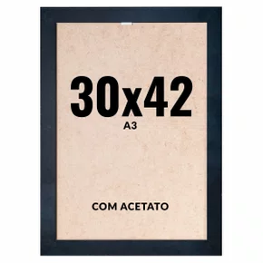 Quadro Decorativo 30x42 cm A3 com Acetato – Moldura Lisa Acabamento Profissional