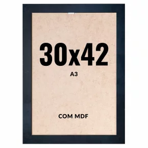 Quadro Decorativo 30x42 cm A3 com MDF – Moldura Lisa Acabamento Profissional