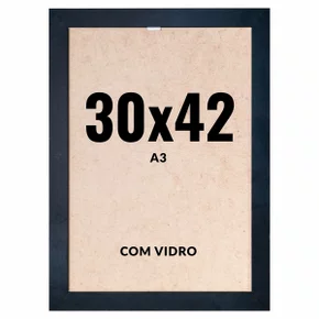 Quadro Moldura 30x42 cm A3 Com Vidro - Moldura Lisa Profissional